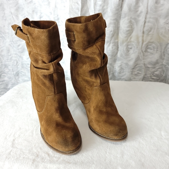 Zodiac Pandell USA brown  suede ankle buckle slouch boot size 8.5 - Picture 2 of 16